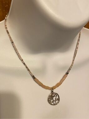 SILPADA  FLIRT ALERT pink soapstone and sterling silver necklace N2192